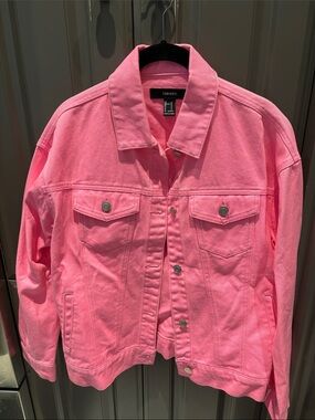Forever 21 Neon Pink Denim Trucker Jacket